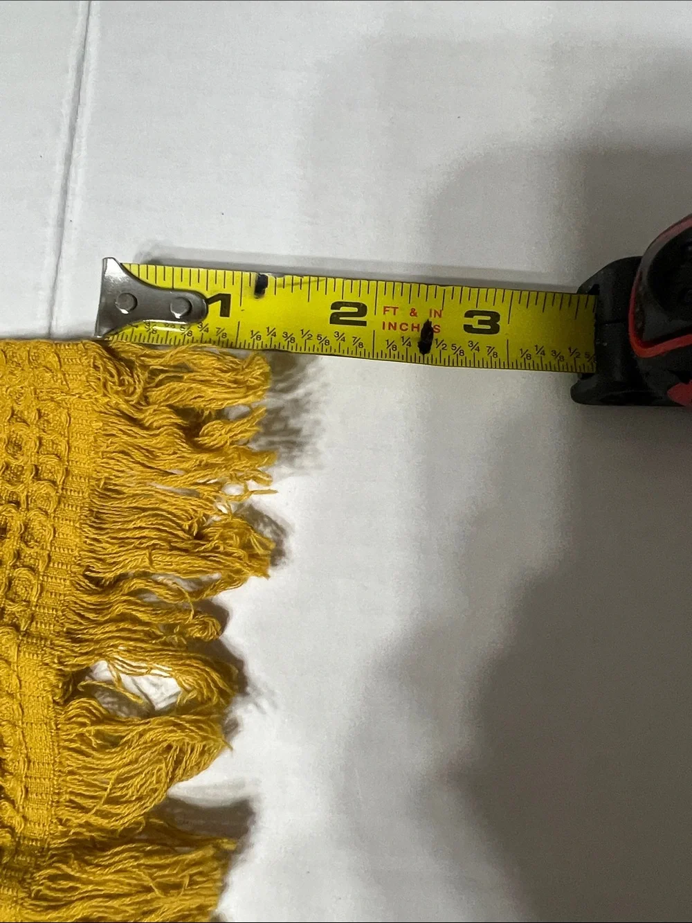 Mustard Waffle Weave Hand Towel with Fringe - Unbranded